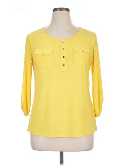 Pre-owned Perseption Concept 3/4 Sleeve Blouse In Yellow
