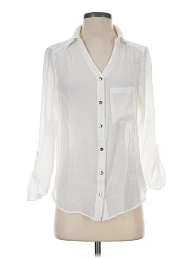 Pre-owned Perseption Concept 3/4 Sleeve Button Down Shirt In White