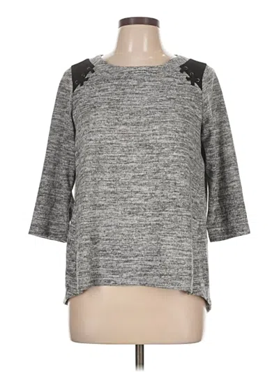 Pre-owned Perseption Concept 3/4 Sleeve Top Gray Keyhole Neckline Tops