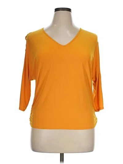 Pre-owned Perseption Concept 3/4 Sleeve Top Orange Cold Shoulder Neckline Tops