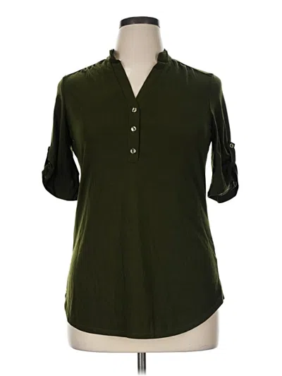 Pre-owned Perseption Concept 3/4 Sleeve T-shirt In Green