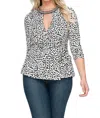 Perseption Concept Aspen Embellished Neck Collar Peplum Top In Cheetah Print In Multi