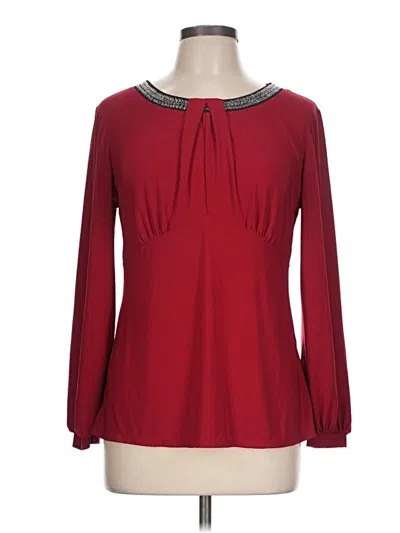 Pre-owned Perseption Concept Long Sleeve Blouse In Burgundy