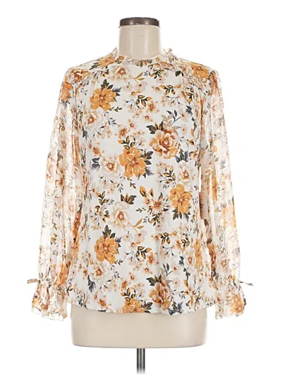 Pre-owned Perseption Concept Long Sleeve Blouse In Ivory