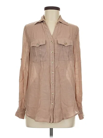 Pre-owned Perseption Concept Long Sleeve Button Down Shirt In Tan