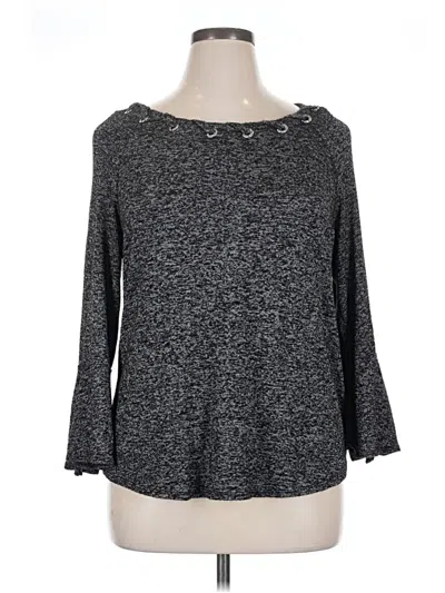 Pre-owned Perseption Concept Long Sleeve Top Gray Boatneck Tops