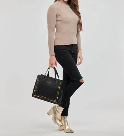 Perseption Concept Ribbed Mock Neck Knit Top In Taupe In Grey