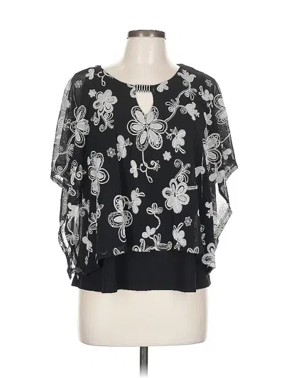 Pre-owned Perseption Concept Short Sleeve Blouse In Black