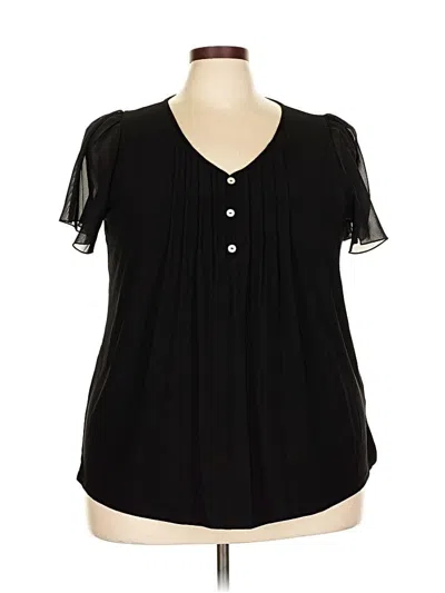 Pre-owned Perseption Concept Short Sleeve Blouse In Black