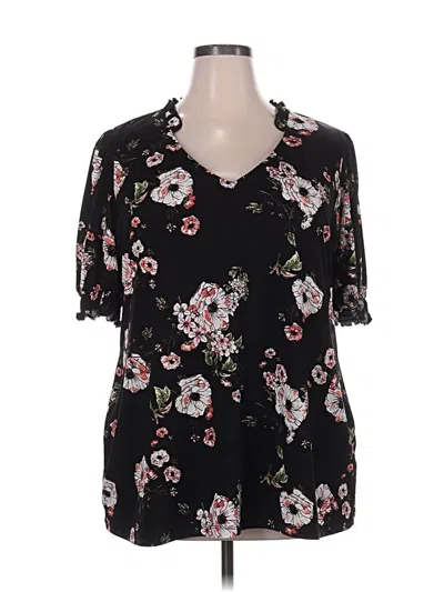 Pre-owned Perseption Concept Short Sleeve Blouse In Black