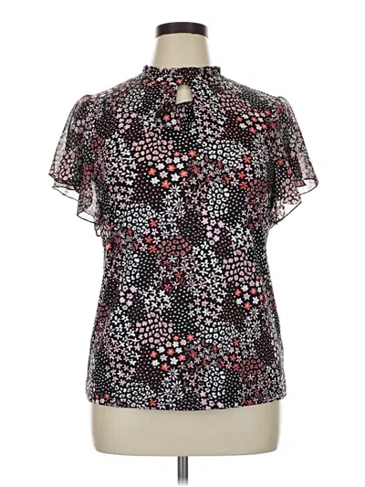 Pre-owned Perseption Concept Short Sleeve Blouse In Black