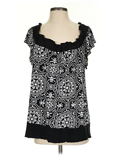 Pre-owned Perseption Concept Short Sleeve Blouse In Black