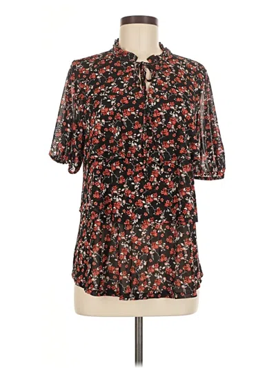 Pre-owned Perseption Concept Short Sleeve Blouse In Black