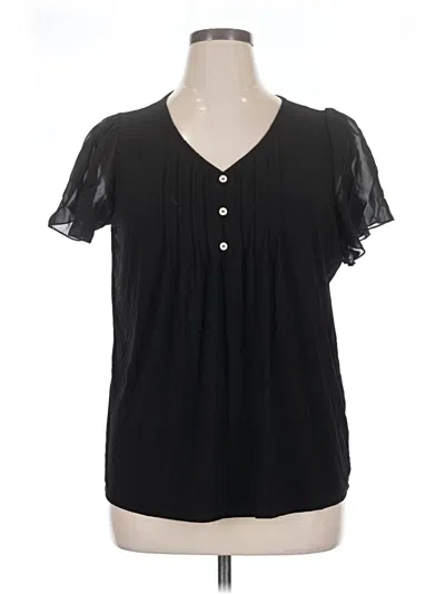 Pre-owned Perseption Concept Short Sleeve Blouse In Black