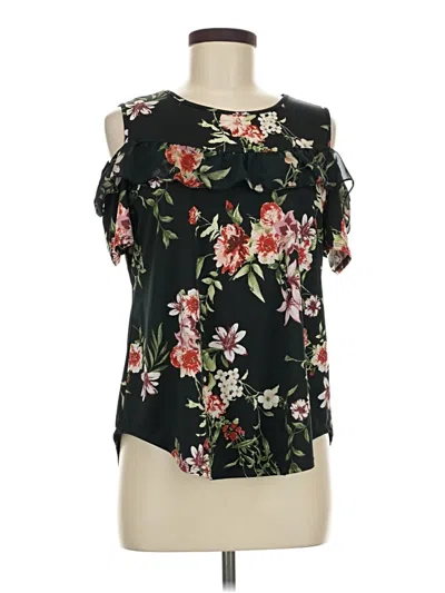 Pre-owned Perseption Concept Short Sleeve Blouse In Black