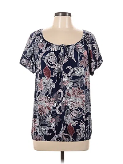 Pre-owned Perseption Concept Short Sleeve Blouse In Blue