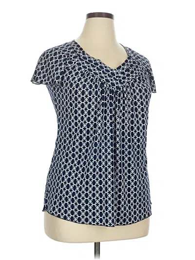 Pre-owned Perseption Concept Short Sleeve Blouse In Blue