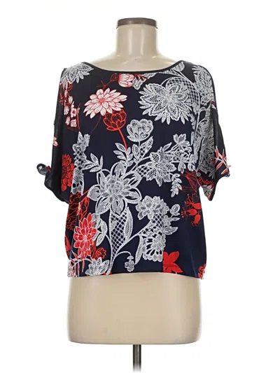 Pre-owned Perseption Concept Short Sleeve Blouse In Blue