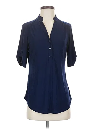 Pre-owned Perseption Concept Short Sleeve Blouse In Blue