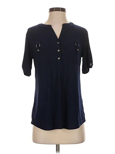 Pre-owned Perseption Concept Short Sleeve Blouse In Blue