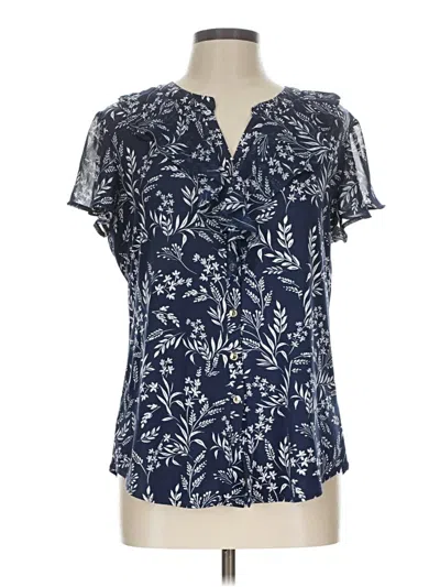 Pre-owned Perseption Concept Short Sleeve Blouse In Blue