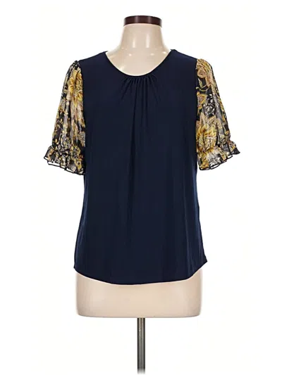 Pre-owned Perseption Concept Short Sleeve Blouse In Blue