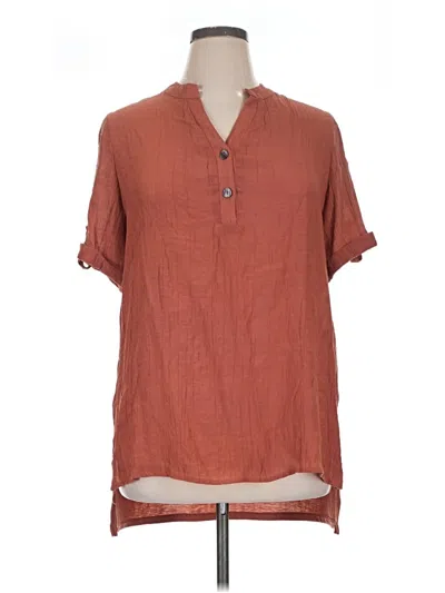 Pre-owned Perseption Concept Short Sleeve Blouse In Brown