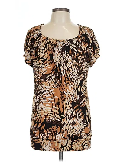 Pre-owned Perseption Concept Short Sleeve Blouse In Brown