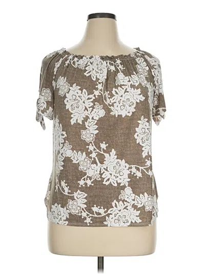 Pre-owned Perseption Concept Short Sleeve Blouse In Brown