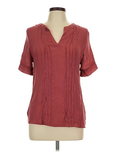 Pre-owned Perseption Concept Short Sleeve Blouse In Burgundy