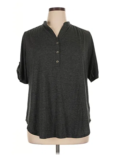 Pre-owned Perseption Concept Short Sleeve Blouse In Gray