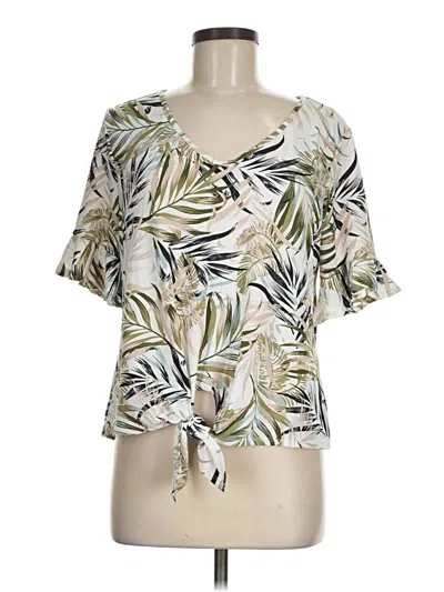 Pre-owned Perseption Concept Short Sleeve Blouse In Green