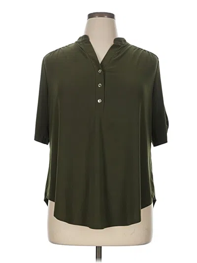 Pre-owned Perseption Concept Short Sleeve Blouse In Green