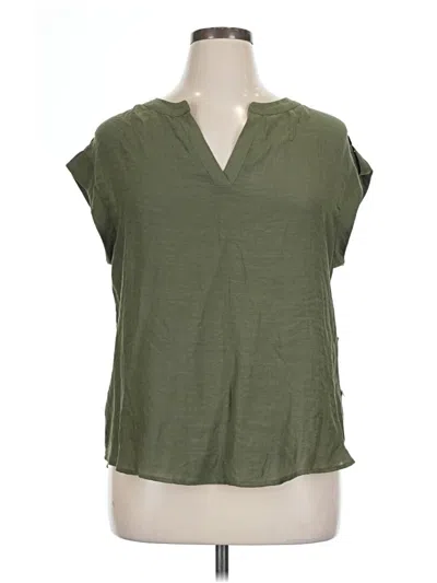 Pre-owned Perseption Concept Short Sleeve Blouse In Green