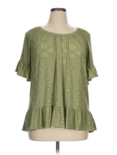 Pre-owned Perseption Concept Short Sleeve Blouse In Green