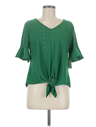 Pre-owned Perseption Concept Short Sleeve Blouse In Green