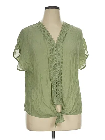 Pre-owned Perseption Concept Short Sleeve Blouse In Green