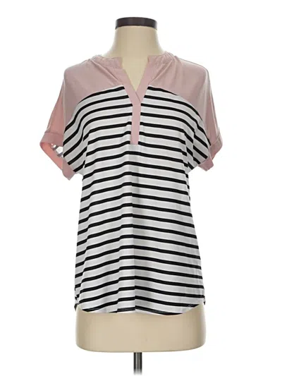 Pre-owned Perseption Concept Short Sleeve Blouse In Pink