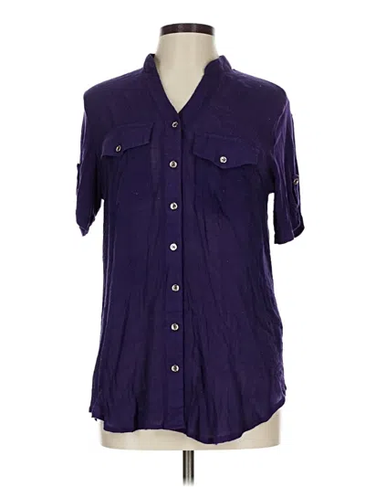 Pre-owned Perseption Concept Short Sleeve Blouse In Purple