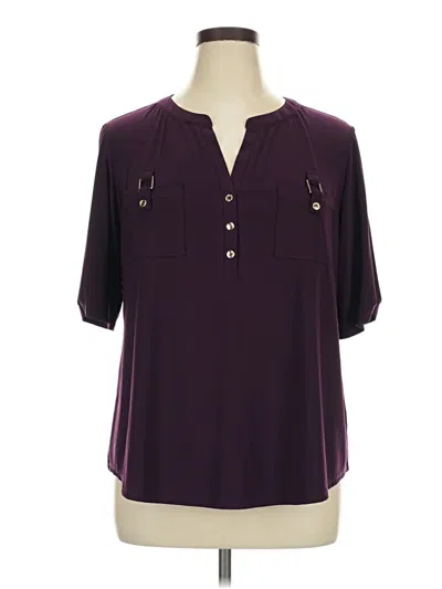 Pre-owned Perseption Concept Short Sleeve Blouse In Purple