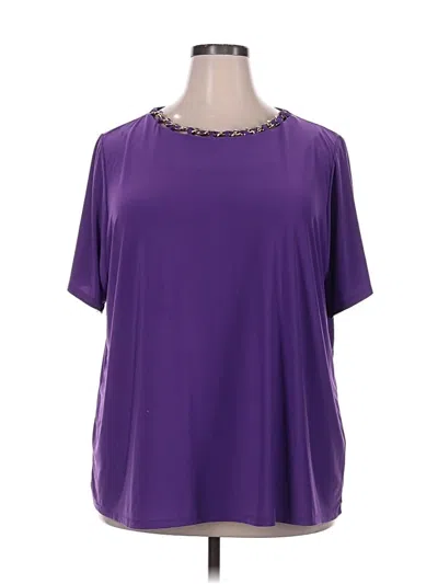 Pre-owned Perseption Concept Short Sleeve Blouse In Purple