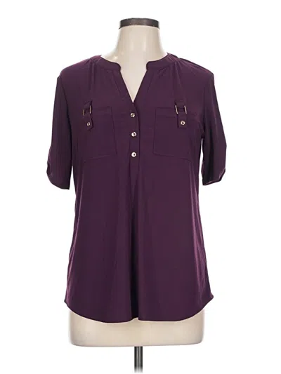 Pre-owned Perseption Concept Short Sleeve Blouse In Purple