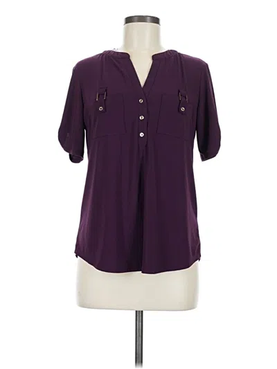 Pre-owned Perseption Concept Short Sleeve Blouse In Purple