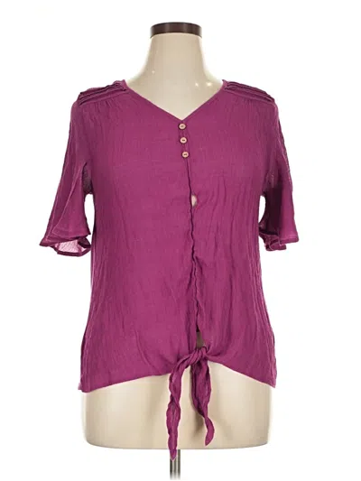 Pre-owned Perseption Concept Short Sleeve Blouse In Purple