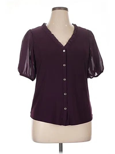 Pre-owned Perseption Concept Short Sleeve Blouse In Purple