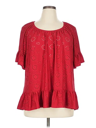 Pre-owned Perseption Concept Short Sleeve Blouse In Red
