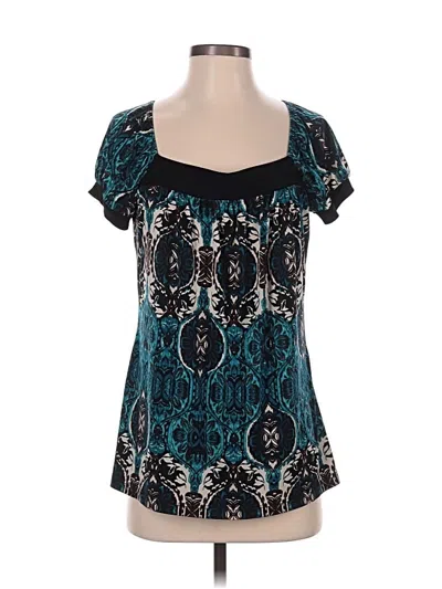 Pre-owned Perseption Concept Short Sleeve Blouse In Teal