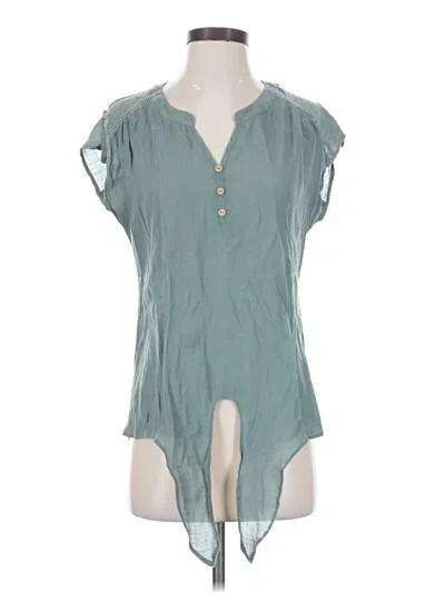 Pre-owned Perseption Concept Short Sleeve Blouse In Teal