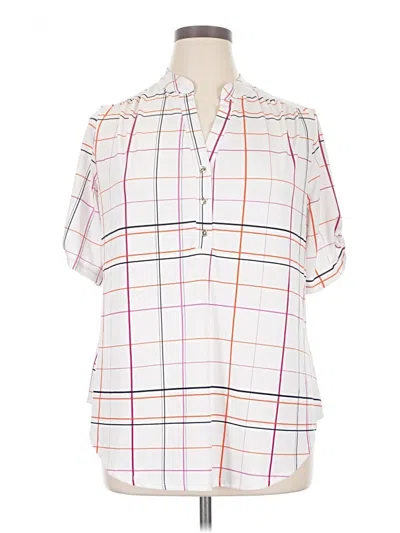 Pre-owned Perseption Concept Short Sleeve Blouse In White