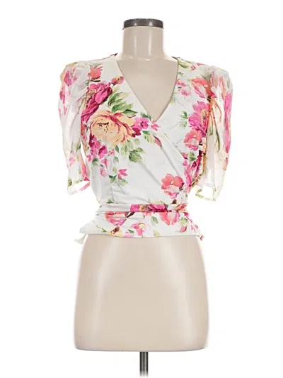 Pre-owned Perseption Concept Short Sleeve Blouse In White